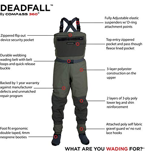 Compass 360 Deadfall Breathable STFT Chest Wader, Medium