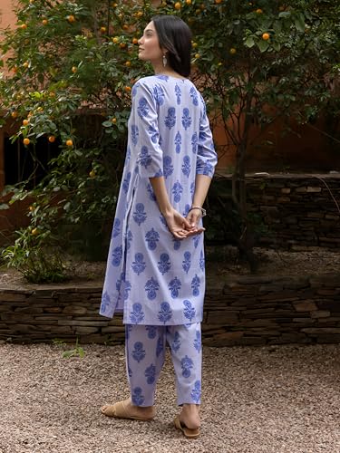 Image of Yashika Women's Cotton Blend Trendy Regular Fit Solid Printed Kurti with Stright Bottom |Kurti Set for Women