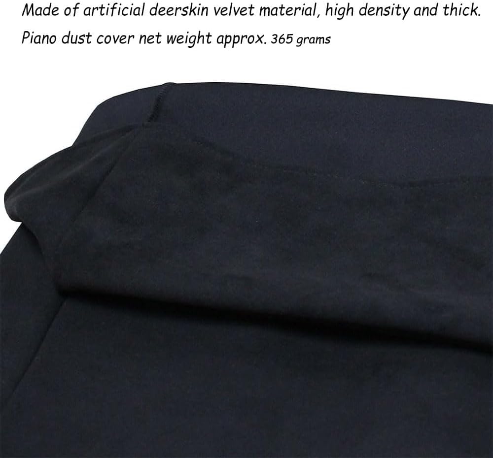 Generico Copertura Antipolvere per Pianoforte Elettronico, in Finta Pelle Scamosciata Spessa, Universale per 88 Tasti, Antipolvere E Impermeabile con Motivo A Fiocchi di Neve (Black)
