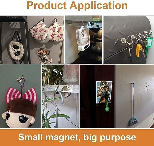 Neodymium Magnet Hook Heavy Duty Magnetic Hooks Strong Magnets Powerful for Home Kitchen Wall Bathroom Workplace Office and Garage (6) 4