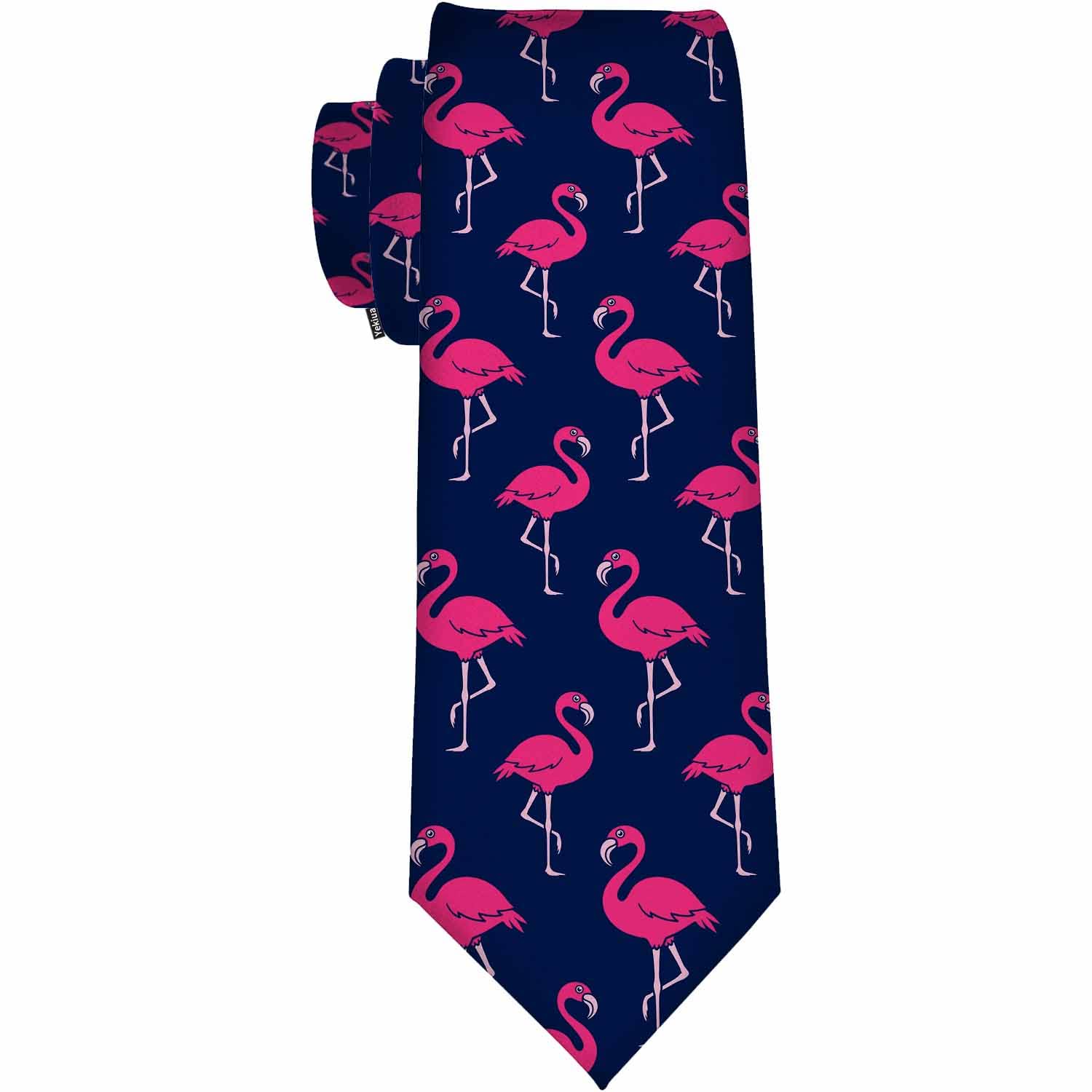 Yekiua Flamingos Men's Necktie Pink Bird Holiday Festival Funny Ties For Men Formal Occasion Wedding Neck Tie Red Blue, Flamingos, One size
