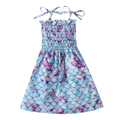 Kumrabal Girls Dresses, Toddler Dress, Little Toddler Girls' Summer Sleeveless Straps Mermaid Scale Printed Princess Dresses,110