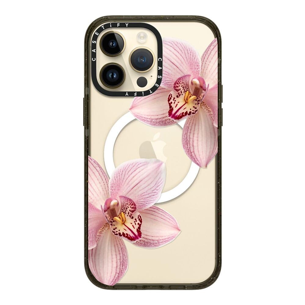 CASETiFY Impact Magsafe - Custodia protettiva per iPhone 14 Pro Max [4 x test di caduta militare / 2,5 m protezione anticaduta] - Orchidia - Nero trasparente