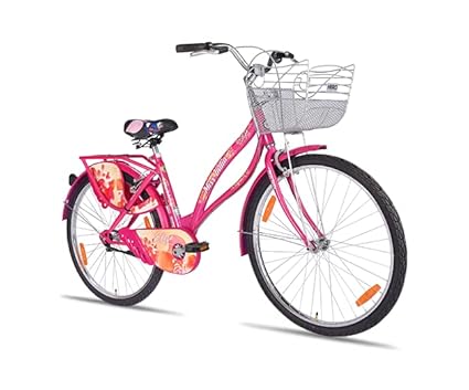 Amazing Bikes Hero Miss India Gold Single Speed 24T Girls City Bike (16.5 Inches Steel Frame , with Basket ) - Pink
