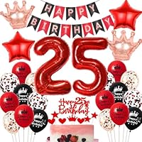 11. Geburtstag Deko Mädchen Rot & Schwarz – Inkl. Folienballons, Girlande & Konfetti Für Die Perfekte Party