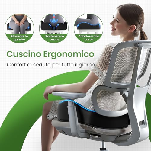 A-Pce Cuscini In Memory Foam Per Alleviare Il Dolore Al Coccige, Cuscino Ergonomico Per Sedia Da Ufficio, Per Casa, Ufficio, Auto E Sedia A Rotelle, Cuscini Per Sedile Auto, Per Guida, Nero - 6
