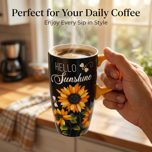 Taza de viaje de cerámica 17oz con tapa y diseño girasol miniatura 6