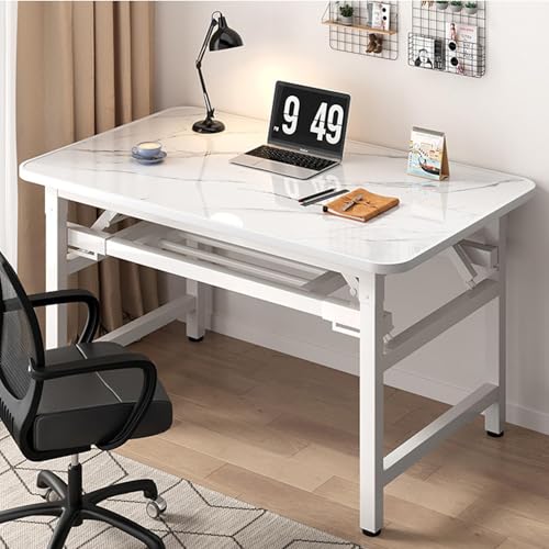 Escritorio de computadora plegable, escritorio sin Mesa instalada, escritorio de estudiante de dormitorio doméstico, escritorio simple (solo Mesa incluida), white-100 * 60 * 75cm