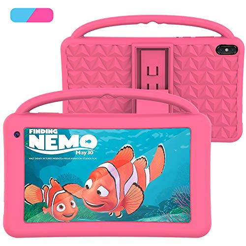 Kids Tablet 7 Inch IPS HD Quad Core Android 10.0 Tablet PC for Kids - GMS Certificated Dual Cameras 2GB RAM 32GB ROM WiFi with Handheld Kids-Proof Silicon Case for Kids Educational(Pink)