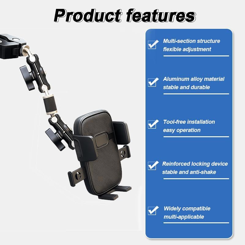 Truck Phone Mount for Hino 258 Class 6 2013–2025, Adjustable Arm Phone Mount for Truck Handlebar, Universal Car Truck Grab Handle Phone Mount for Truck, Pickup, SUV, Van