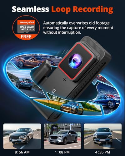 Image of 2K Dash Cam Front and Rear with 64GB SD Card, Wireless WiFi Dash Camera for Cars, 1.5'' Screen Mini Dashcam Front and Back, Support G-Sensor /Time Lapse 2 Kinds Parking Monitor