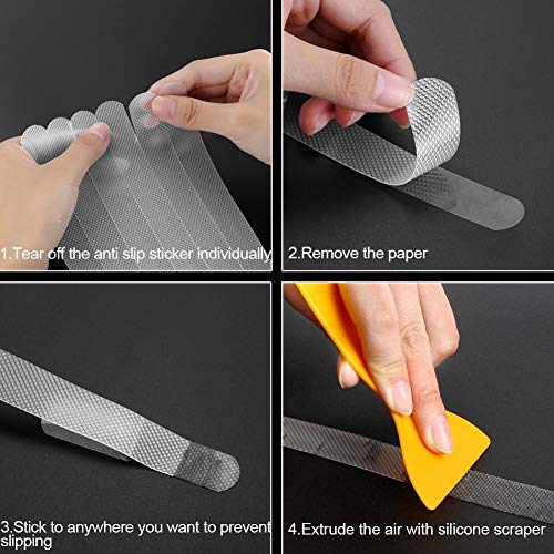 Yblntek 24 Pcs Adhesive Bath Treads Non Slip Shower Stickers Strips With Scraper,Safety Anti Slip Bathtub Stickers For Bath Tub Shower Stairs Ladders Boats,Bathroom Tubs Showers Treads #TOP4