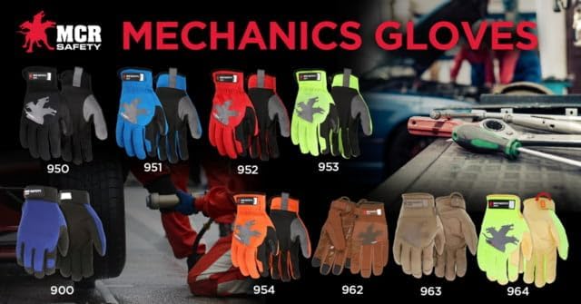 MCR Safety 952L HyperFit Mechanics Work Gloves, Synthetic Leather Palm Reflective Logo on Super