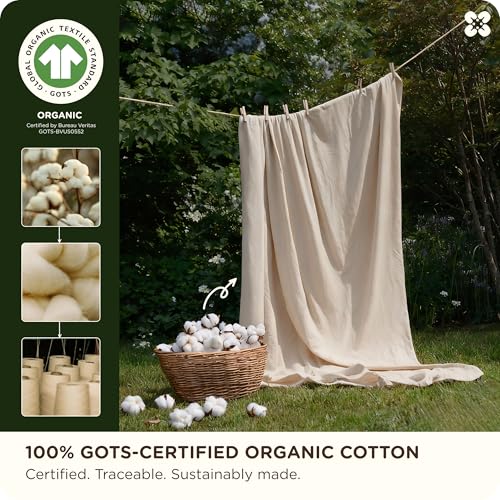 Bedsure Cotton Duvet Cover Queen, 100% GOTS Organic Cotton Duvet Cover Set, Fair Trade Certified Queen Bedding Set, Eco-Friendly, Ultra-Soft, Breathable Home Bedding for All Seasons(Linen, 90