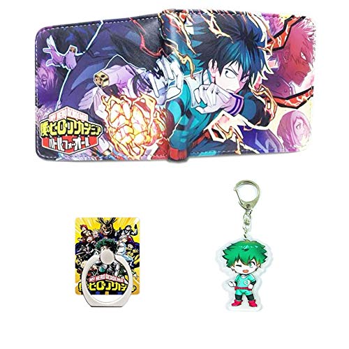 My Hero Academia Wallet Set Included Bifold Wallet, Keychain, Phone Ring Holder