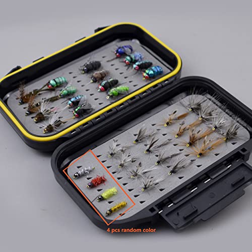 YAZHIDA Fliegen-Set für Fliegenfischen, Forelle, Lachs, Barschfliegen, Trockenfliegen, Nymphen, Fliegenknöpfe, mit wasserdichter Fliegenbox - Image 3