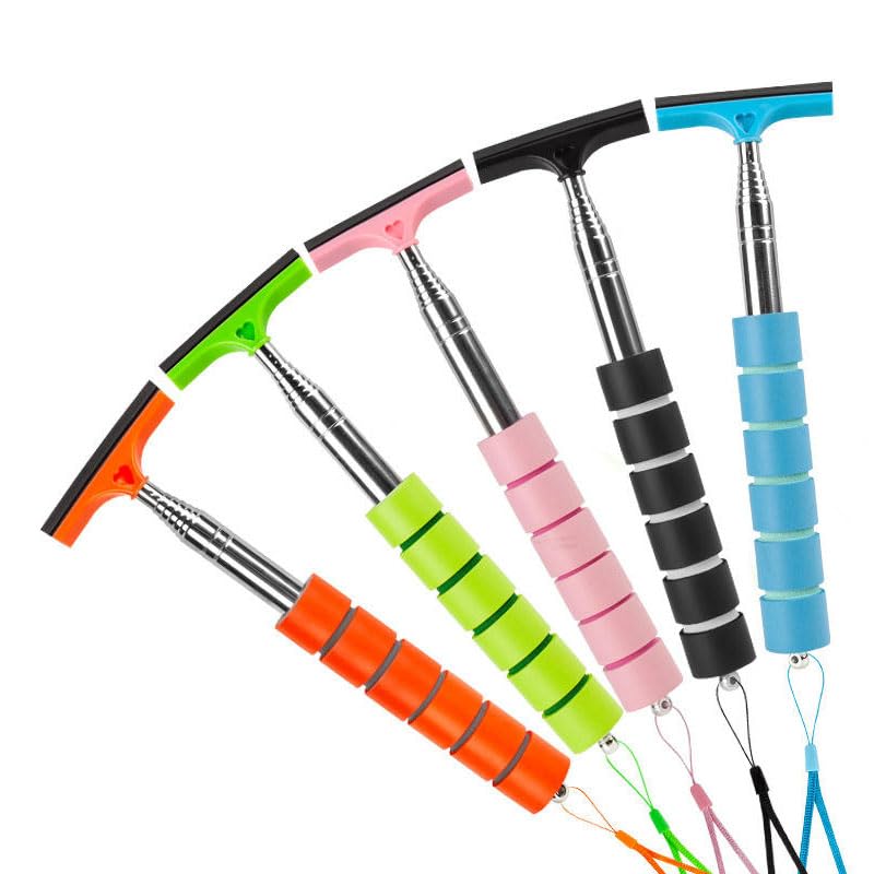 5 PCS Side Mirror Squeegee Car Mirror Squeegee Retractable Car Rearview Mirror Wiper Portable Car Cleaning Tool for Rainy Foggy Weather (Black/Pink/Green/Orange/Blue)