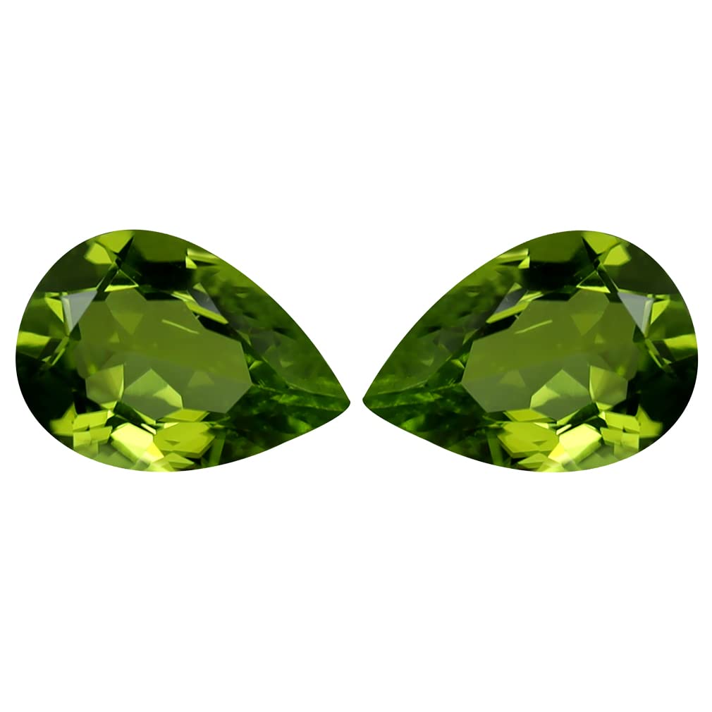 Péridot vert véritable taillé en poire, un duo d'exception de 2,96 carats de haute joaillerie
