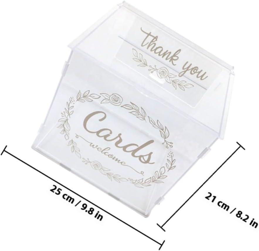 BESPORTBLE Large Acrylic Wedding Card Box with Lock DIY Envelope Money Storage Decorative Centerpiece for Wedding Reception Bridal Shower Keepsake and Congratulations Cards Holder