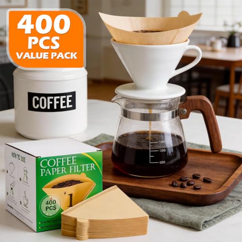 Image of BYKITCHEN 400 Count #1 Small Cone Coffee Filters, Unbleached, 1-2 Cup