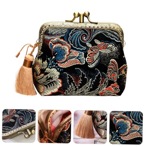 Porte-monnaie vintage ORFOFE double couche à franges style mini pour objets