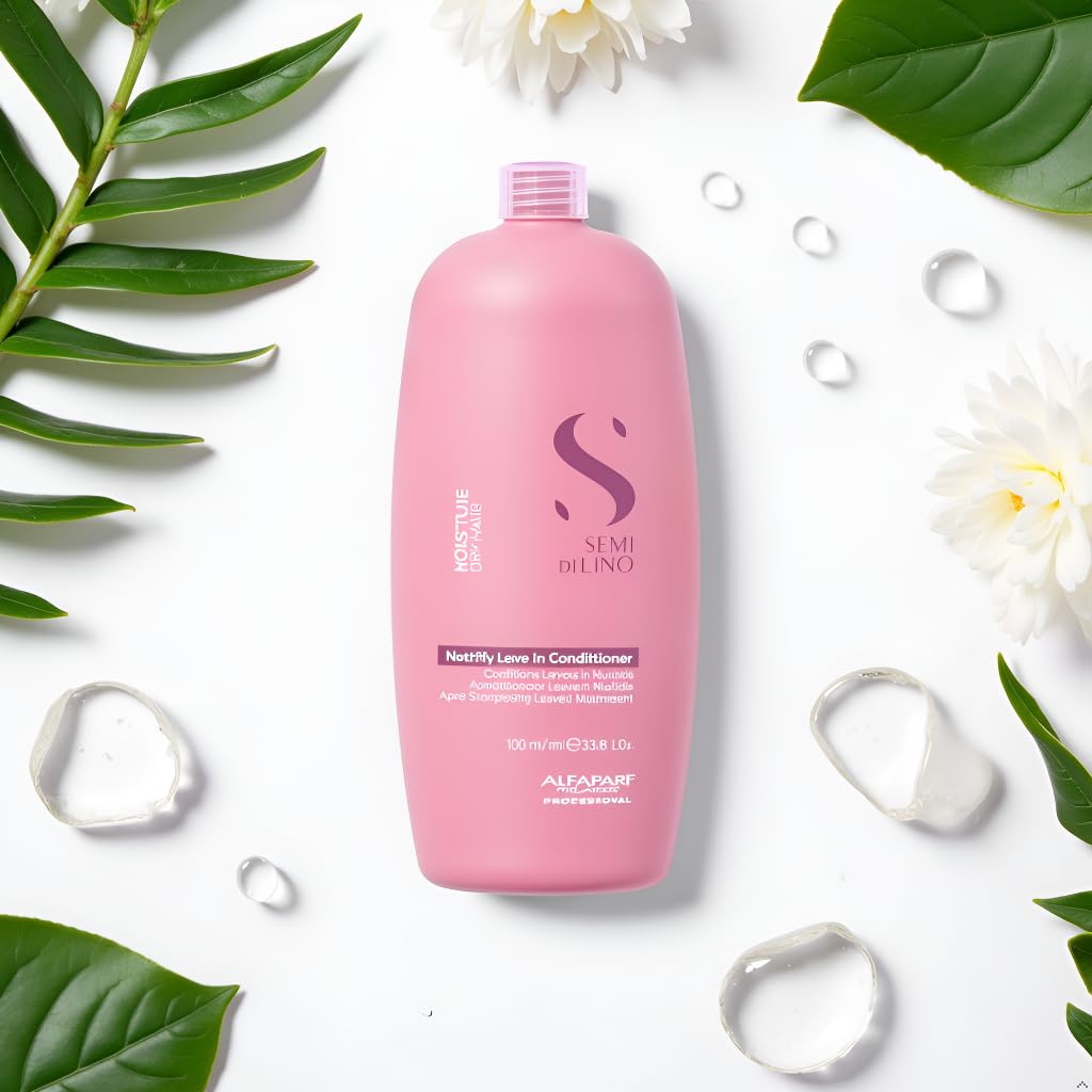 Alfaparf Milano Semi Di Lino Moisture Nutritive Leave-in Sulfate Free Conditioner for Dry Hair - Professional Salon Quality - SLS, Paraben and Paraffin Free - Safe on Color Treated Hair