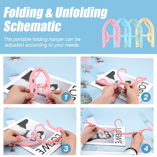OT-NVWOZR 20 Stück Faltbare Kleiderbügel mit 12 Kleiderbügel Verbindungshaken, Tragbare Reisekleiderbügel Klappbar Reisebügel aus Kunststoff für Zuhause Hotel Reise Camping Outdoor