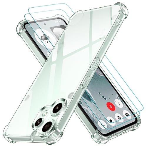Effcotuo Custodia per Nothing CMF Phone 1 Cover con 2 Pellicola Protettiva Vetro Temperato Case Trasparente Protettiva in Silicone TPU Custodia
