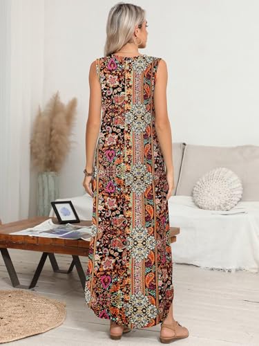 Image of BELAROI Womens Plus Size Maxi Dress Sundress Summer Casual Sleeveless V Neck Pockets Beach Swimsuit Coverup Loose