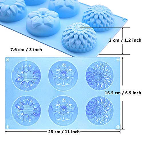 Lawei 4 Pack Silicone Fancy Soap Molds - 6 Cavity Handmade Sopa Molds For Cake, Cupcake, Muffin, Coffee Cake, Pudding And Soap #TOP2