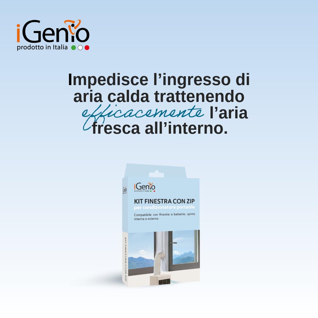 Kit finestra con zip per condizionatore portatile, art.903 - iGenio