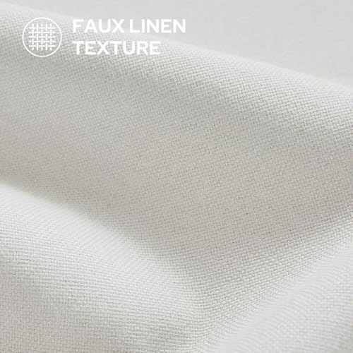 Image of HOMEIDEAS 100% Blackout Ivory Cream Linen Curtains 52W x 84L 2 Panels