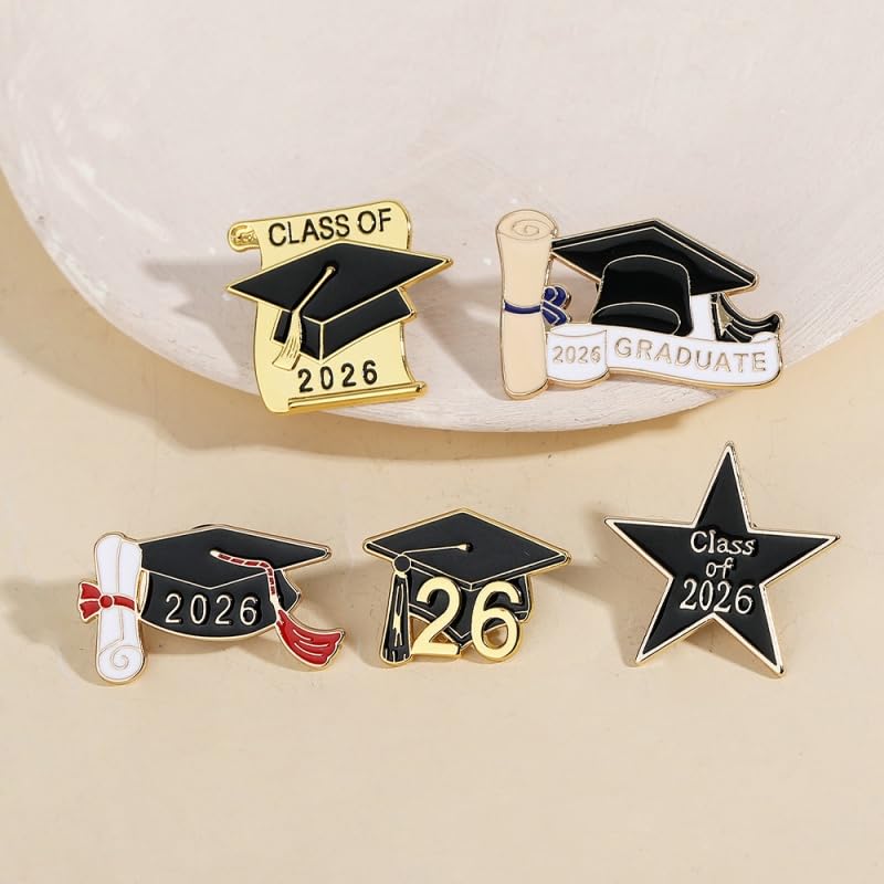 Image of Graduation Enamel Lapel Pins Class of 2026 Graduation Caps Brooches Gifts Souvenir Emblem Badges Diploma Brooche for High College Teacher School Vacation Accessories