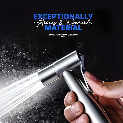 Image of Amazon Basics Premium SS 304 Health Faucet Gun Only | Jet Spray for Toilet | Durable Bathroom Bidet Spray Head | Chrome Finish