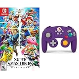 Super Smash Bros. Ultimate (US Version) with PowerA GameCube Style Wireless Controller for Nintendo Switch - Toad Edition Bundle