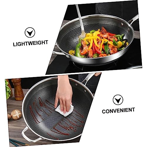 Wok de acero inoxidable con diseño de doble mango y fondo hexagonal miniatura 7