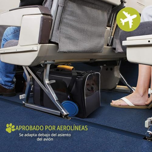 Bolsa portátil para perro transpirable morpilot con correa ajustable y cuenco 3