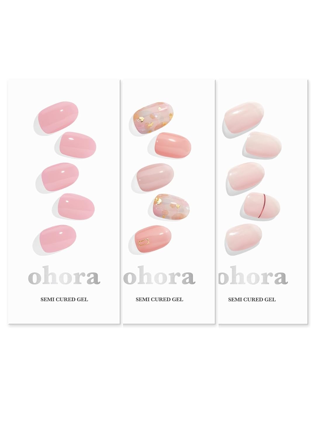ohora Semi Cured Gel Nail Set of 3 (N Cream Pink & N Lazy Sunday & N Basic Nails no.11) - Professional Salon-Quality Nail Care