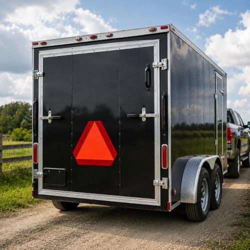 Image of IGNIXIA (Pack of 10) Slow Moving Vehicle Sign, PVC Vinyl Decal Slow Moving Vehicle Triangle Sticker, 14 inchx 16 inch Inches Orange base with Reflective border, UTV, safety Triangle signs (10)
