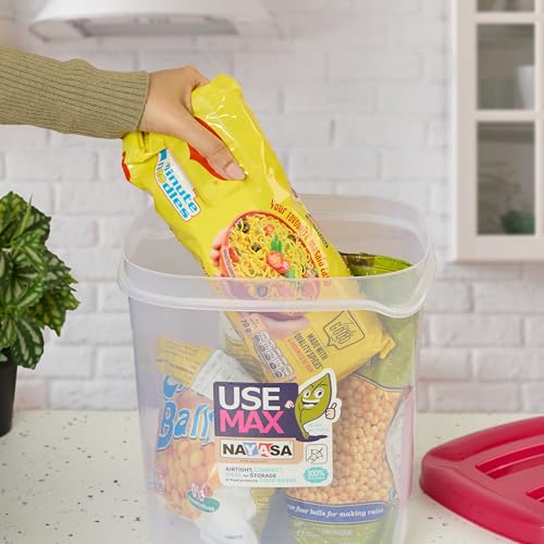 Image of Nayasa Use Max Container (5 Ltrs, 7.5 Ltrs, 10 Ltrs) BPA Free Food Grade Airtight Kitchen Storage Stackable Containers- Set Of 3, Pink