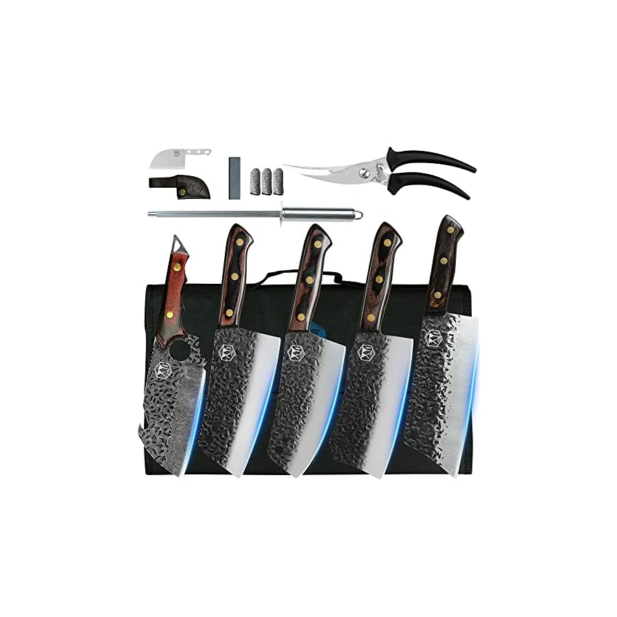 XYJ-Authentic-Since-1986-Forged-Kitchen-Knife-Set-High-Carbon-Steel-Cleavers-5pcs-Knives-Set-With-Roll-Bag-Bone-Scissors-Honing-Steel-Mini-Knife-Sharp-For-Chopping-Meat-Vegetables XYJ Authentic Since 1986, Forged Kitchen Knife Set, High Carbon Steel Cleavers, 5pcs Knives Set With Roll Bag, Bone Scissors, Honing Steel, Sharp For Chopping Meat Vegetable (9)