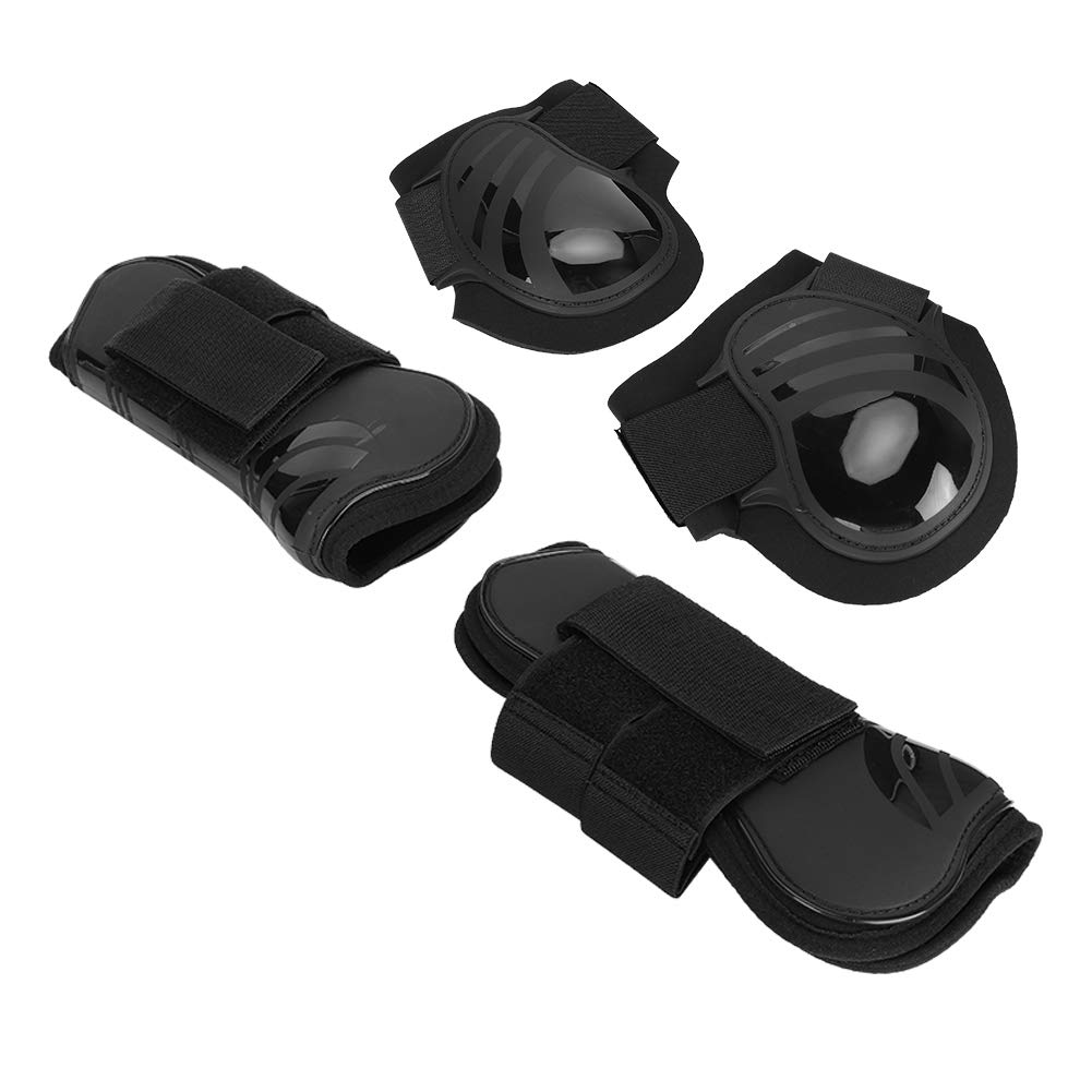 Nikou Stivali per la Gamba del Cavallo Anteriore, 2 Paia di Cavallo Elastici Addensare Pu Stivali Posteriori Anteriori Protezione Gambe per Allenamento Salto(L-Nero)