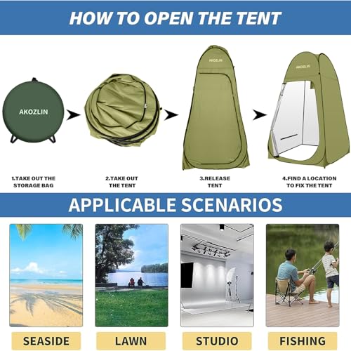 Image of AKOZLIN Portable Pop Up Shower Tent Instant Privacy Dressing Changing Shelters