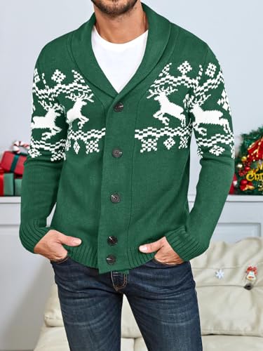 Image of Karlywindow Mens Cable Knit Cardigan Sweater Shawl Collar Loose Fit Long Sleeve Casual Cardigans