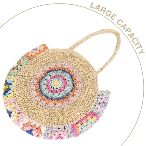 Bolso playero grande tejido floral para mujer miniatura 5