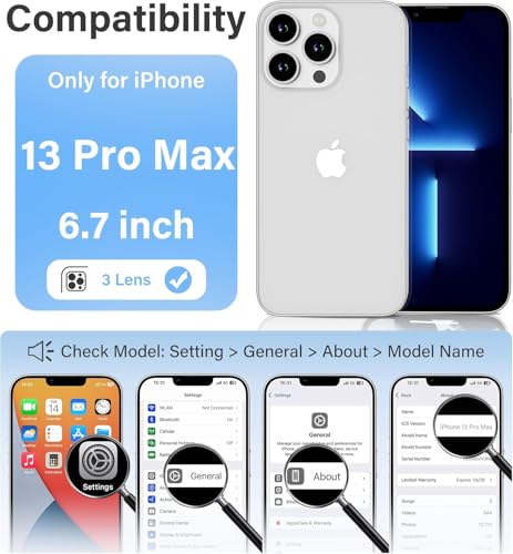 Image of DIZORO Crystal Clear Compatible with iPhone 13 Pro Max Case with Anti-Yellow Anti-Scratch Shockproof Transparent Cover