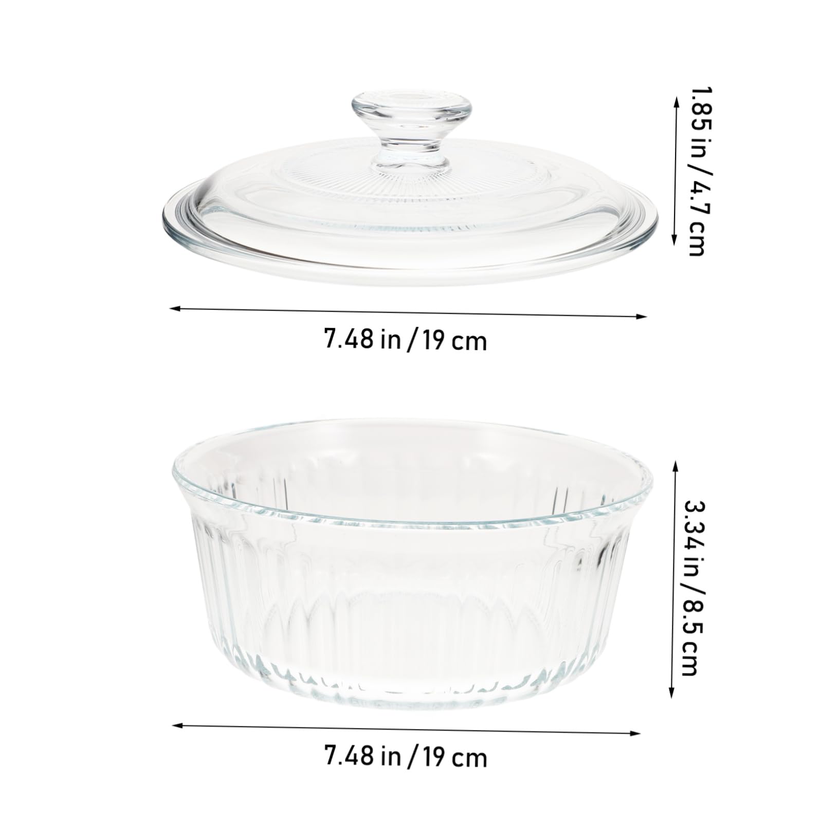 Auflaufform mit Deckel aus Borosilikatglas Runde Glas 1, 6 L