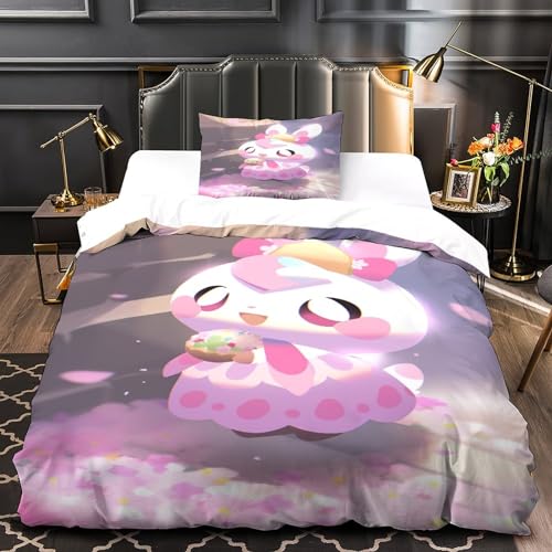 Housses de couettes lapin rose IOFEER parure 3 pièces 135x200cm - 4