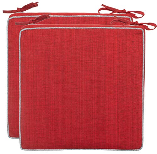 Brandsseller Cuscino da Giardino per Esterni, con Imbottitura – Effetto Lino a Tinta Unita – Resistente allo Sporco e all'Acqua con Nastri di Fissaggio – 40 x 40 x 4 cm