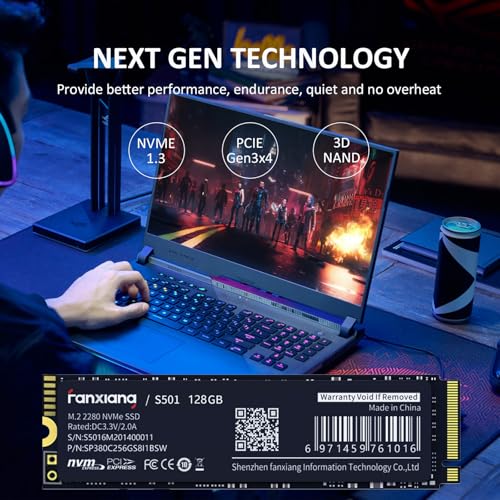 Image of fanxiang S501 128GB NVMe SSD 3D NAND1.3 PCIe Gen3x4 M.2 2280 Internal Solid State Drive (Read Speed up to 1,100 MB /s) Compatible with Laptop & PC Desktop | Internal SSD for notebooks, laptops and desktop PCs, fast boot and reliable performance